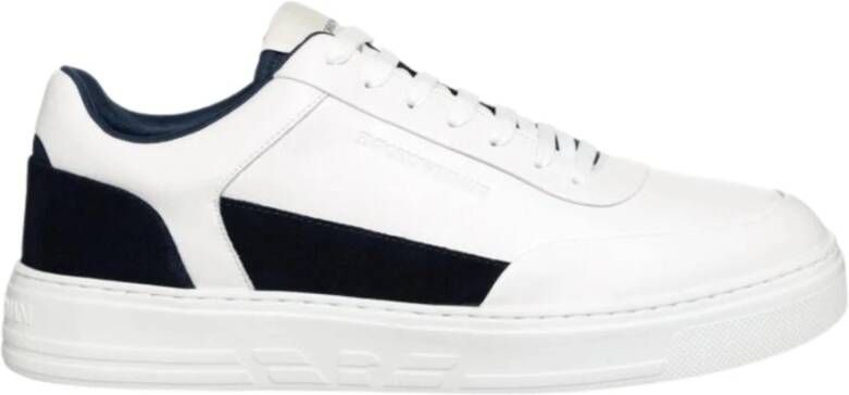 Emporio Armani Multikleur Leren Sneakers voor Mannen White Heren