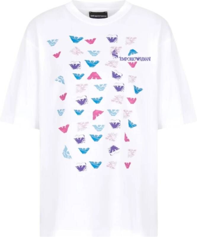 Emporio Ar i Katoenen T-shirt met korte mouwen en multicolor adelaarsprint