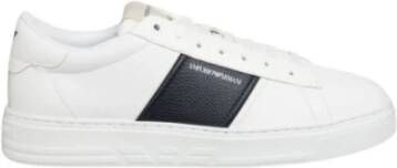 Giorgio Armani Logo Sneakers van Glad Leer White Heren