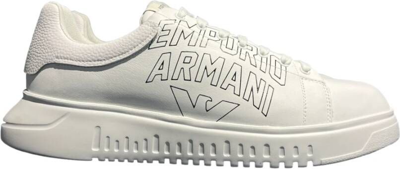 Emporio Armani Klassieke witte vetersneakers Ss23 White Heren