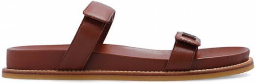 Emporio Armani Leather slides Bruin Dames