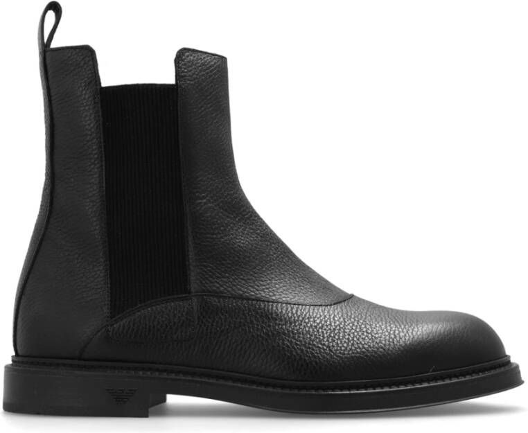 Emporio Armani Leren Chelsea-laarzen Zwart Heren