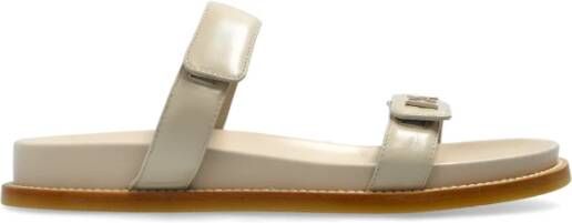 Emporio Ar i Leren slippers met logo