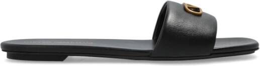 Emporio Ar i Leren slippers met logo