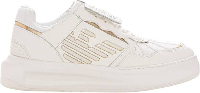 Emporio Armani Leren Sneaker met Zijlogo White Dames