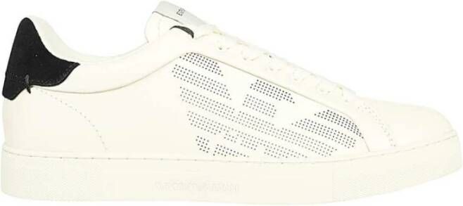 Emporio Armani Leren Sneakers & Sports Off White+Black Beige Heren