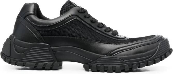 Emporio Armani Leren Sneakers met Stoffen Voering Black Heren