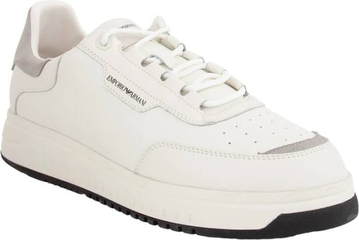 Emporio Armani Leren Sneakers voor Heren White Heren