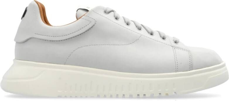 Emporio Armani Leren sportschoenen Gray Heren