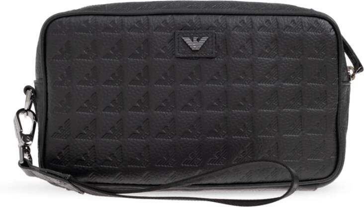 Emporio Ar i Leren toilettas met all-over adelaarreliëf