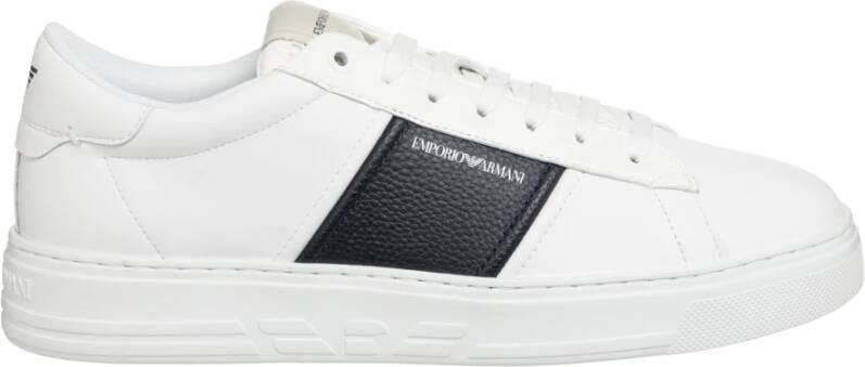 Emporio Armani Leren Heren Sneakers Stijlvol en Comfortabel White Heren