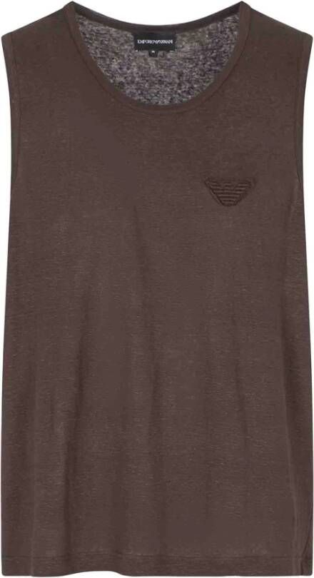 Emporio Ar i Linnen T-shirt met adelaar borduurpatch