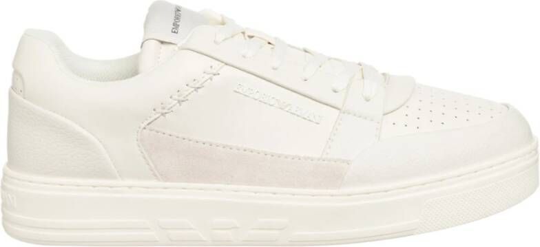 Emporio Armani Logo Lettering Sneaker Wit Leer White Heren