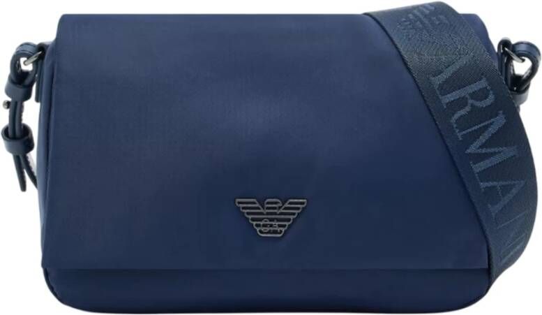 Emporio Ar i Nylon Leren Details Adelaar Plaque Crossbody