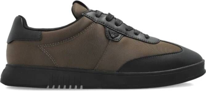 Emporio Ar i Nylon Sneakers met Leren Details