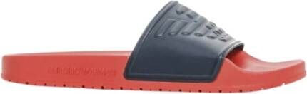 Emporio Ar i Platte PVC Logo Muiltjes Blauw Multicolor