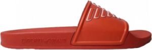 Emporio Armani PVC -muilezels met een groot logo Rood Heren