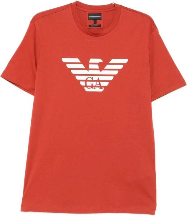 Emporio Ar i Rode Adelaar Grafische Print Katoenen T-shirt