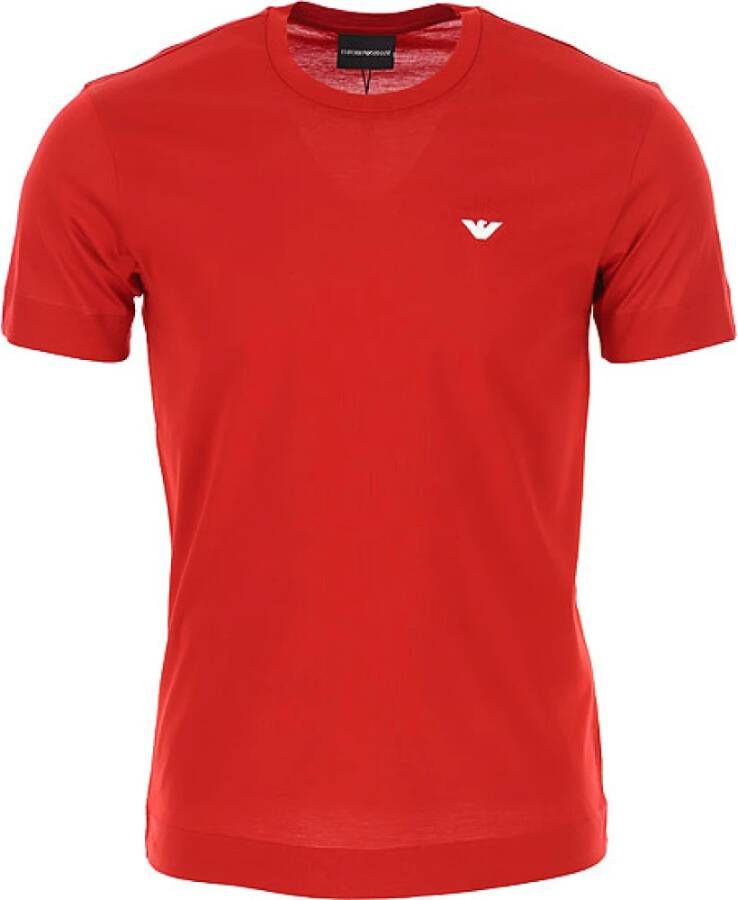 Emporio Armani Rode T-shirt met Korte Mouwen en Adelaarslogo voor Heren