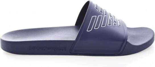 Emporio Armani Logo PVC Muiltjes Platte Schoenen Blue Heren