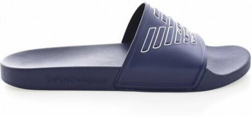 Emporio Armani Logo PVC Muiltjes Platte Schoenen Blue Heren