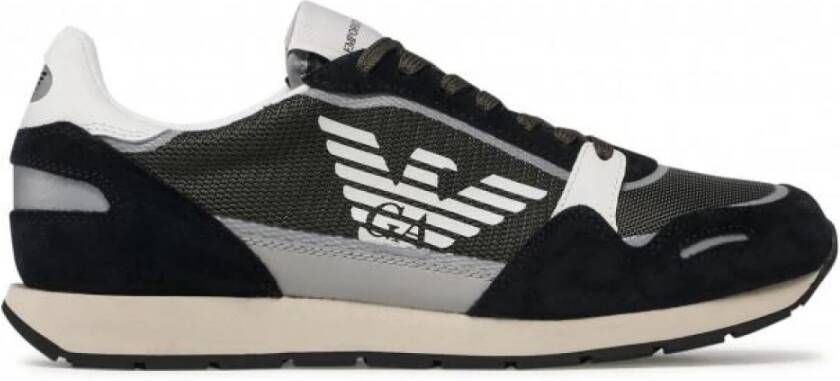 Emporio Armani Military Green Black Mesh Sneaker Groen Heren