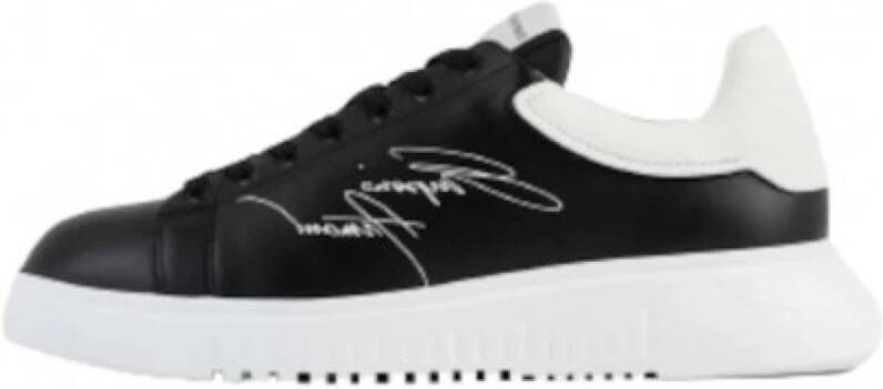 Emporio Armani Zwarte Leren Sneakers X4X264Xm Black Heren