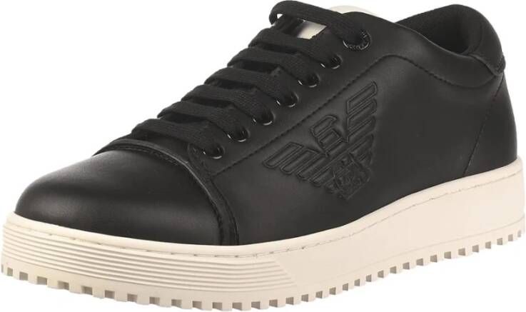 Emporio Armani Leren Herensneakers Upgrade je stijl Black Heren