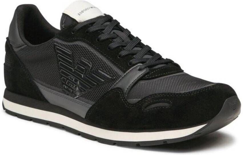 Emporio Armani Zwarte Logo Sneakers met Stijlvol Design Black Heren