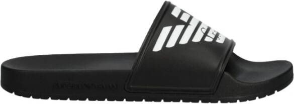 Emporio Armani Reliëf Logo Sliders Gemaakt in Italië Black Heren