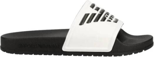 Emporio Armani Zwarte Strandslippers met Armani Logo White Heren