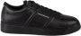 Emporio Armani Zwarte Leren Sneakers met Anatomische Rubberen Zool Black Heren - Thumbnail 1