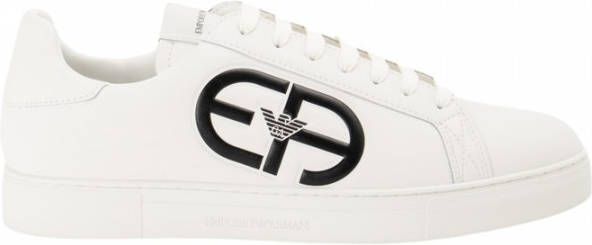 Emporio Armani Crème Leren Sneakers White Heren