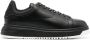 Emporio Armani Leren Vetersneakers met Rubberen Logo Black Heren - Thumbnail 1