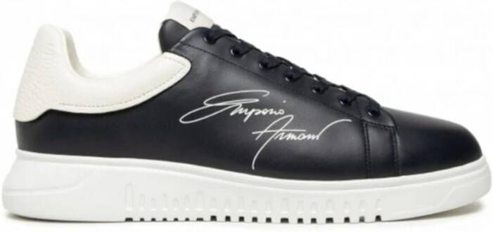 Emporio Armani Zwarte Leren Sneakers X4X264Xm Black Heren
