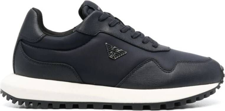 Emporio Armani Sneakers met logo-applicatie en panelen Black Heren