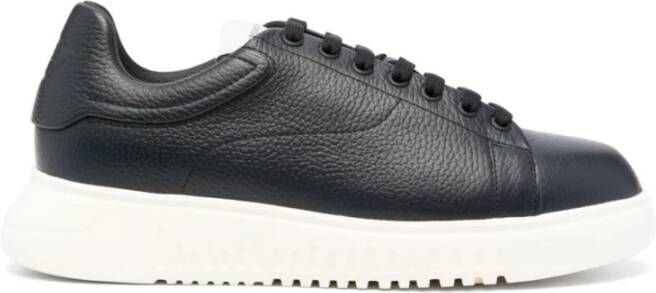 Emporio Armani Gehamerde leren herensneakers Blue Heren