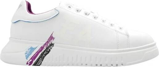 Emporio Armani Multicolor Kwaststreek Logo Sneakers White Dames