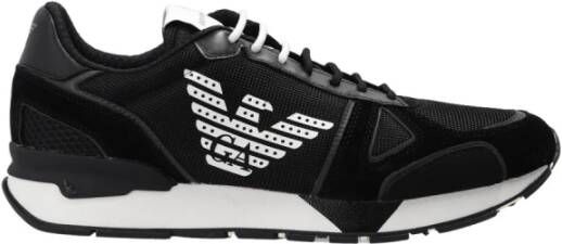 Emporio Armani Logo Sneakers Zwart en Wit Reflecterende Details Black Heren