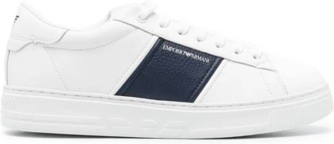 Emporio Ar i Blauwe Leren Sneakers met Logo Print