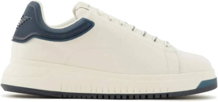 Emporio Armani Contrast Rivet Sneakers Wit Blauw White Heren