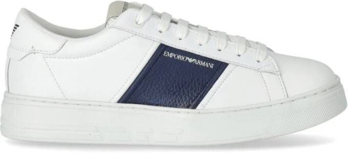 Emporio Armani Leren Heren Sneakers Stijlvol en Comfortabel White Heren