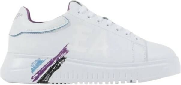 Emporio Armani Multicolor Kwaststreek Logo Sneakers White Dames