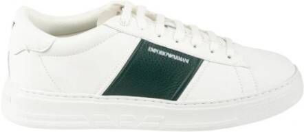 Emporio Armani Leren Heren Sneakers Stijlvol en Comfortabel White Heren