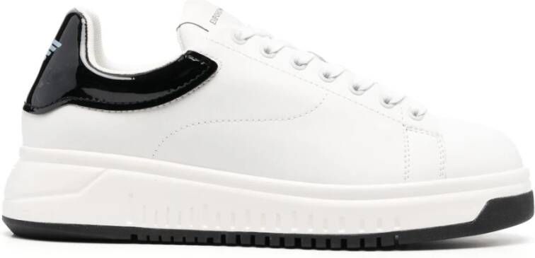 Emporio Armani Logo-Patch Leren Sneakers White Heren