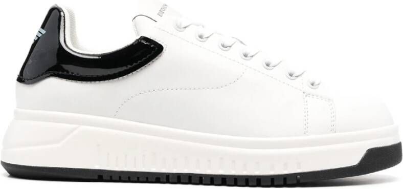 Emporio Armani Logo-Patch Leren Sneakers White Heren
