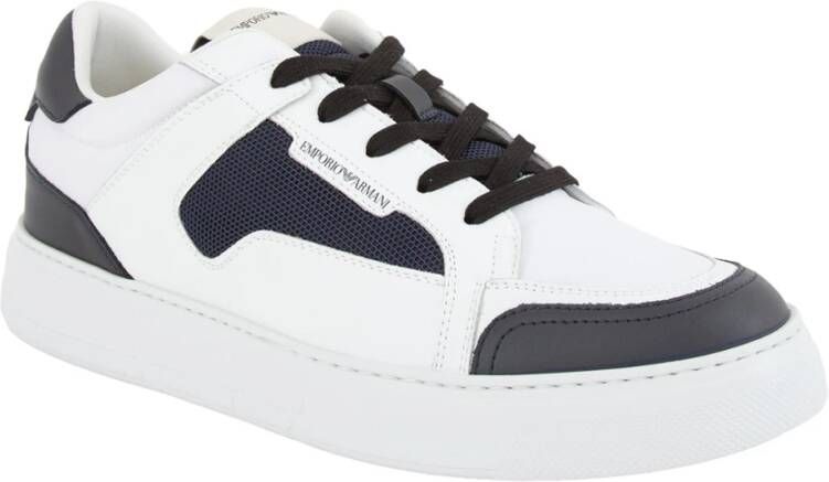 Emporio Armani Witte Leren Sneakers White Heren