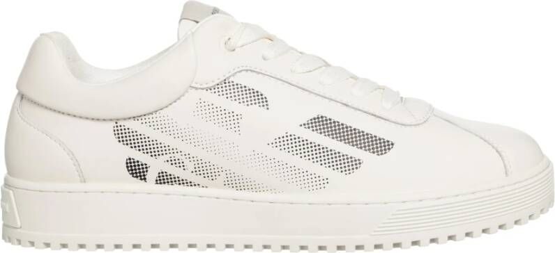 Emporio Armani Logo-Print Leren Sneakers White Heren