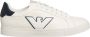 Emporio Armani Italiaanse Leren Sneakers met Ingelegd Adelaarslogo White Heren - Thumbnail 4