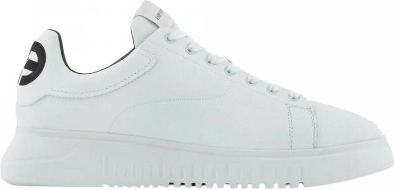 Emporio Armani Witte gehamerde leren sneakers Heren 41.5 White Heren